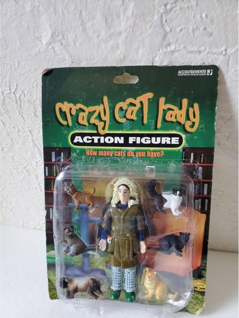 Crazy Cat Lady Action Figure Embrace the Quirky CharmWild Eyes and Six Cats Toy